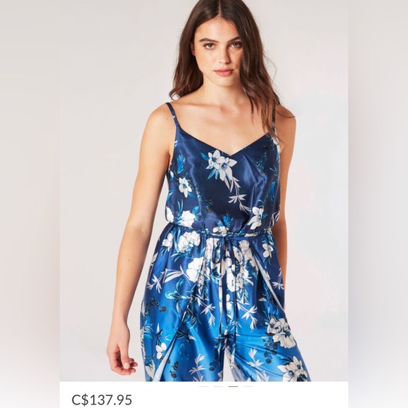 2024 Collection Floral Ombre Satin Split Leg Jumpsuit - Picture 1 of 4